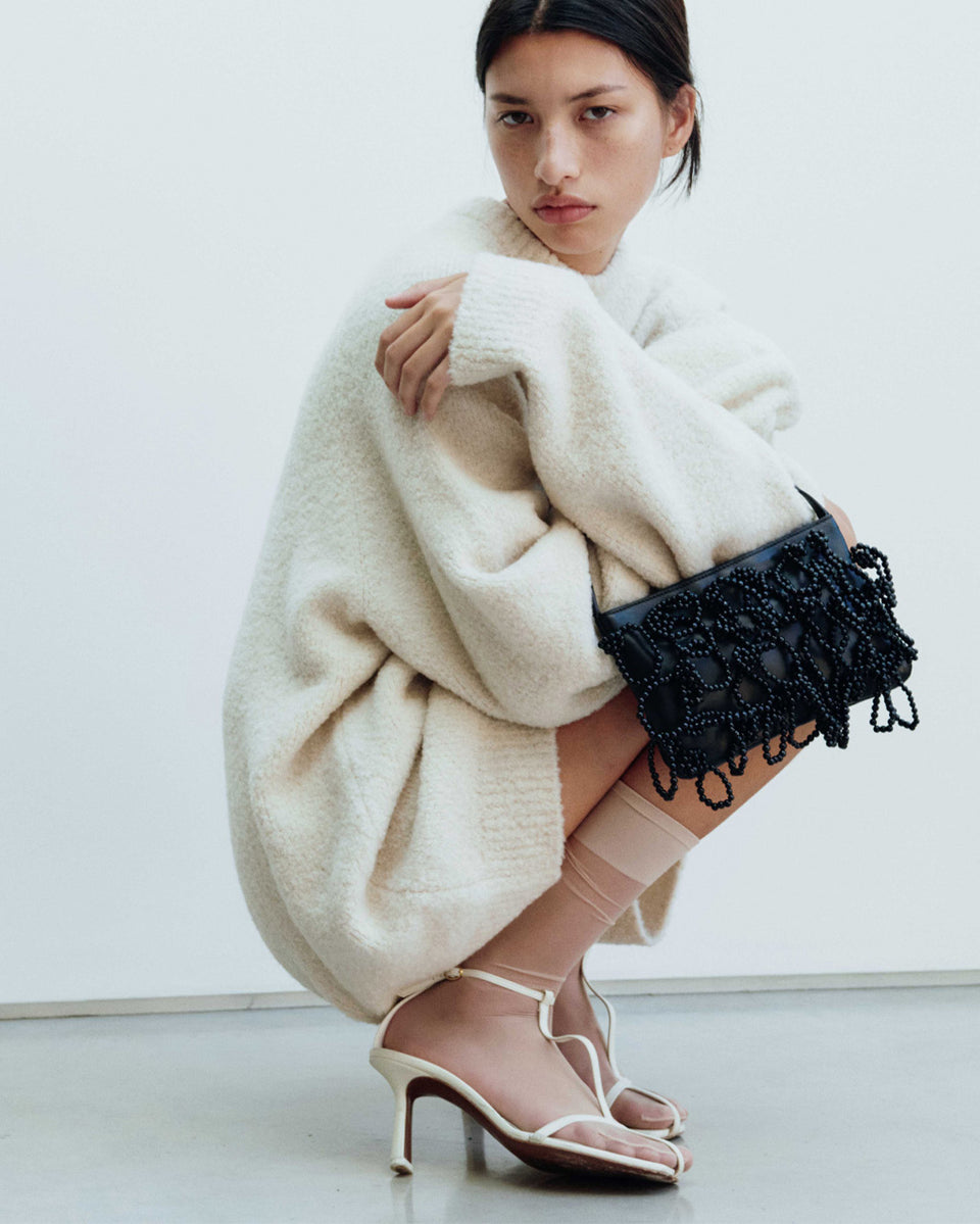 The Pearly Pearl - Pearl and Black Leather Handbag