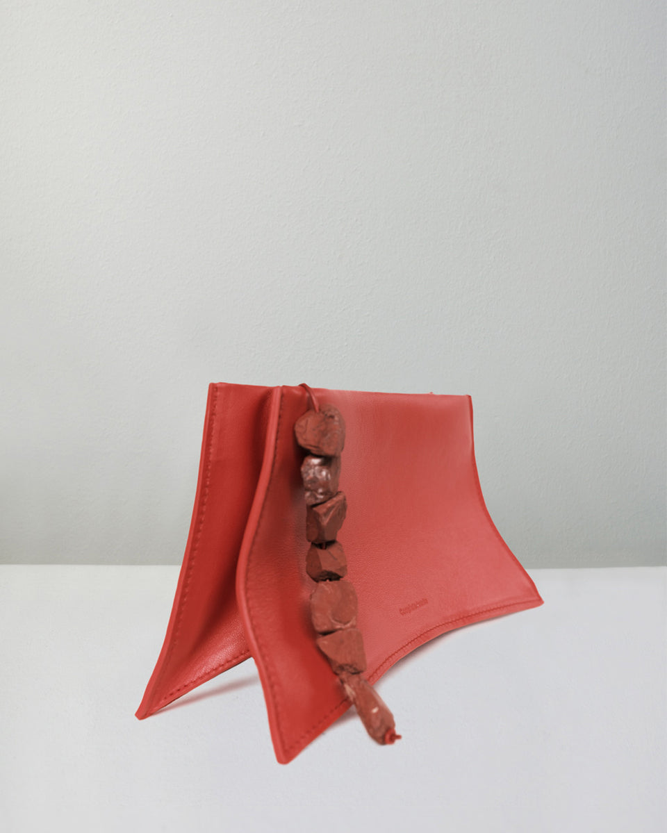 The Rough Stone - Red Stone and Red Leather Clutch Bag