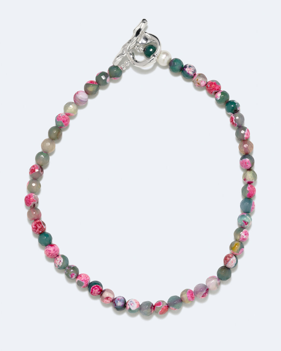 Colt - Pearl and Fire Agate Silver Plated Necklace