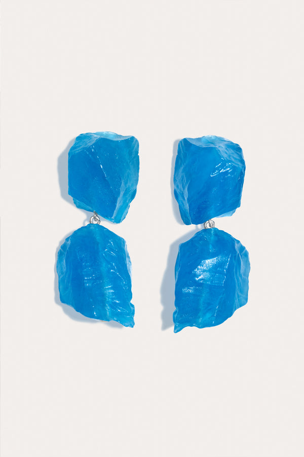 The Iceberg's Other Half - Blue Resin and Recycled Silver Earrings