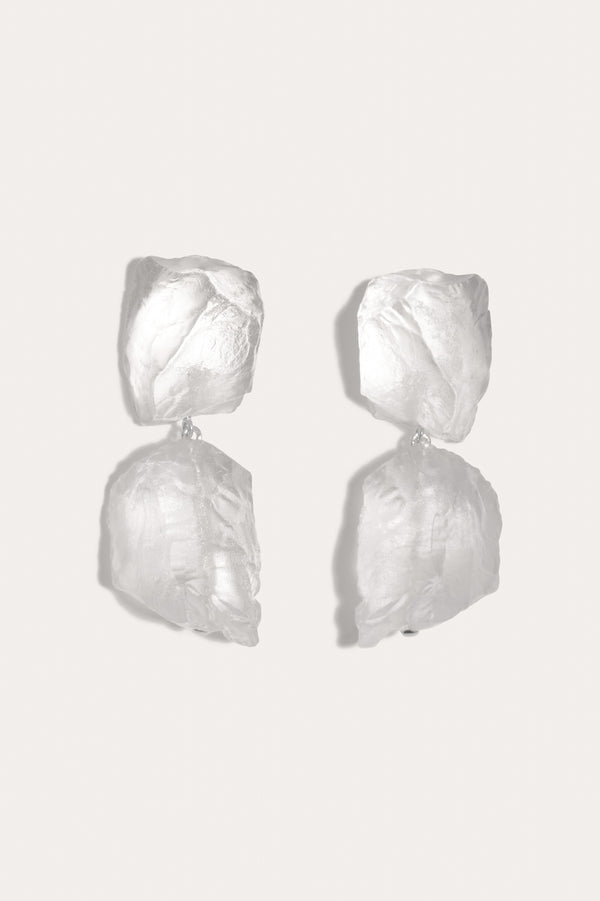 The Iceberg's Other Half - Clear Resin and Recycled Silver Earrings