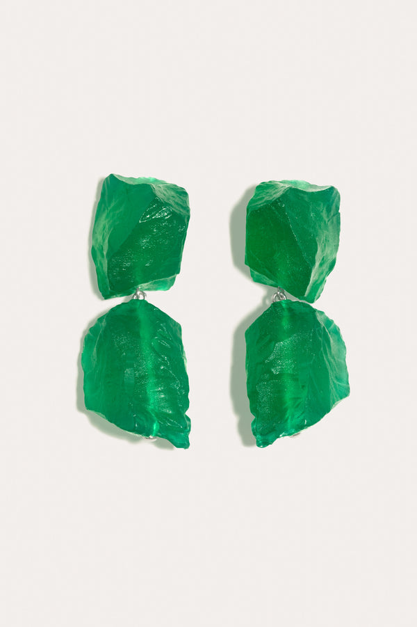 The Iceberg's Other Half - Green Resin and Recycled Silver Earrings