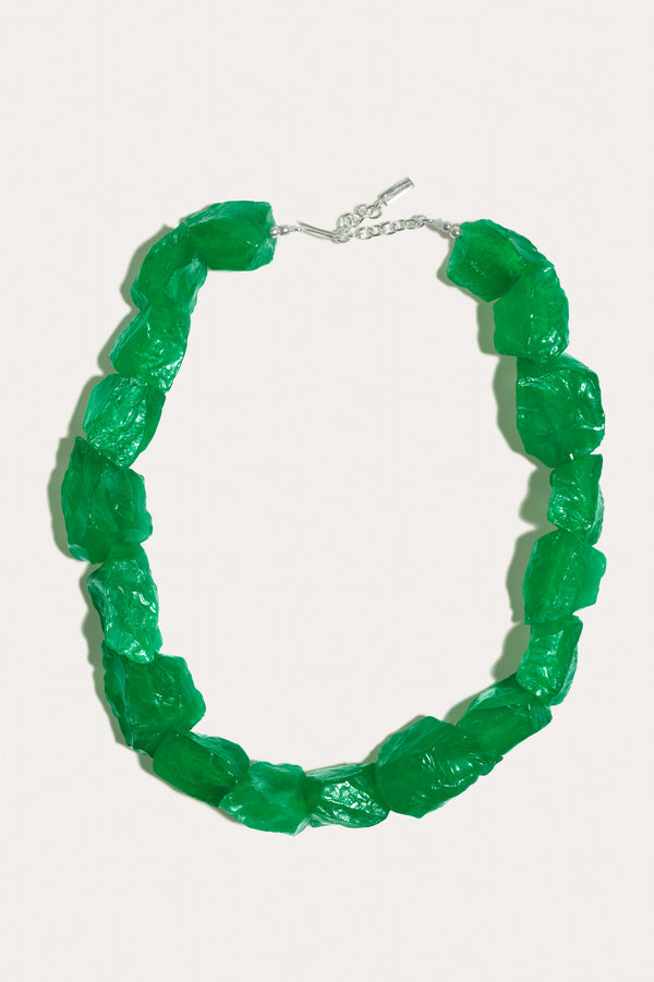The Iceberg's Other Half - Green Resin and Recycled Silver Necklace