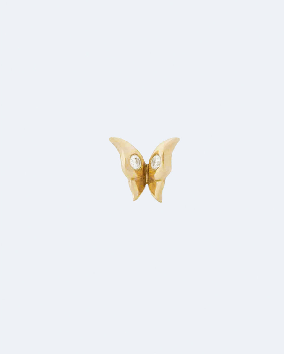 Dystopian Butterfly stud - 18 Carat Yellow Gold and Diamond Single Earring