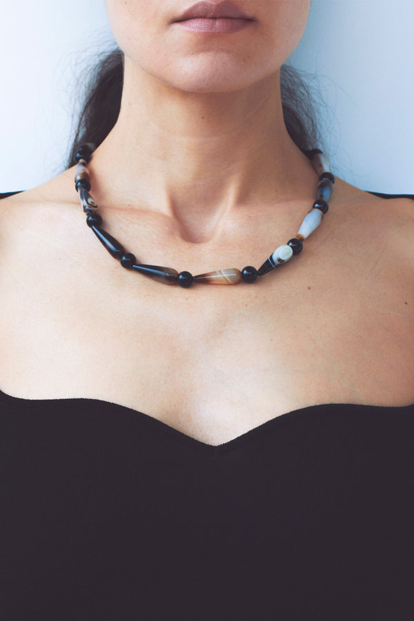 The Depths of Time - Banded Agate and Recycled Silver Necklace