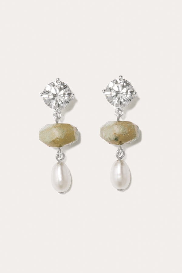 Orchard - Pearl, Zirconia and Cherry Blossom Agate Earrings
