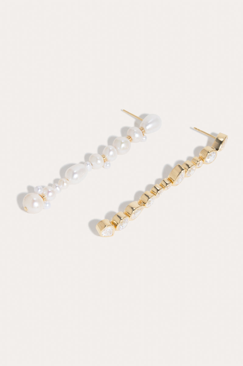 Glitch - Pearl and Zirconia Gold Vermeil Earrings | Completedworks