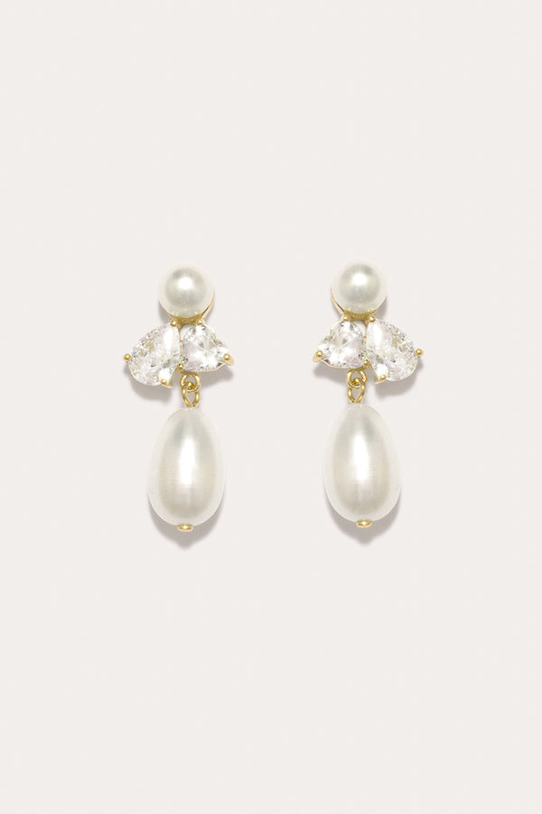 Infinity's Reversal - Pearl and Zirconia Recycled Gold Vermeil Earrings