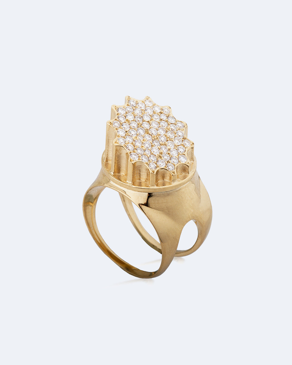Incomplete Column - 18 Carat Yellow Gold and Diamond Ring