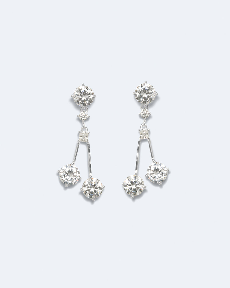 Over the Hills and Far Away - Zirconia and Silver Plated Earrings