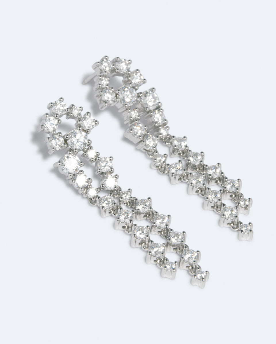 Dropping Light - 14 Carat White Gold and Diamond Earrings