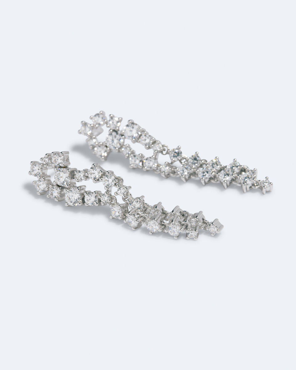 Dropping Light - 14 Carat White Gold and Diamond Earrings