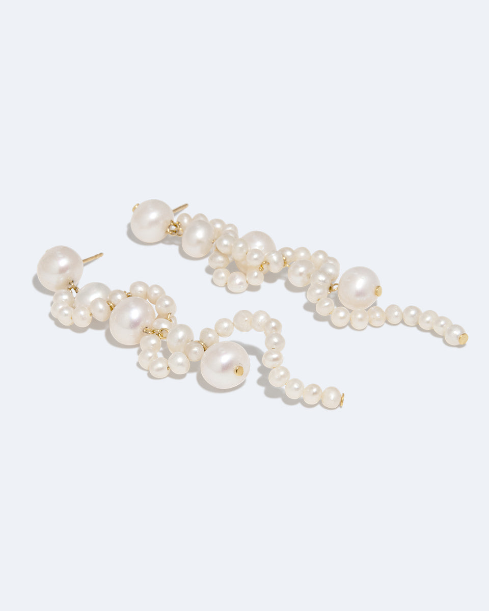 The Mist - Pearl and Recycled Gold Vermeil Earrings