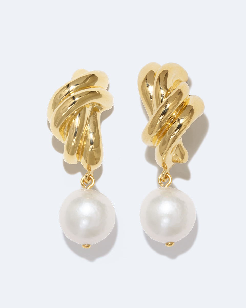 Something Borrowed From the Sea - Pearl and Recycled Gold Vermeil Earrings