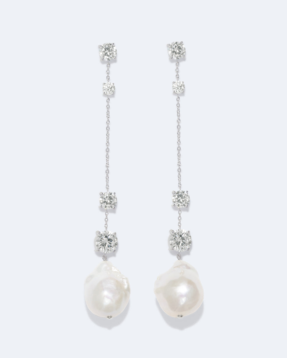 Never Give Up The Ghost - Pearl and Zirconia Recycled Silver Earrings