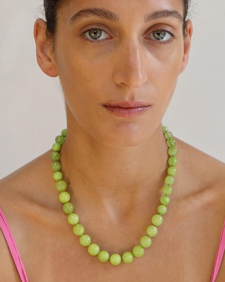 Lime Cordial - Green Calcite and Recycled Silver Necklace