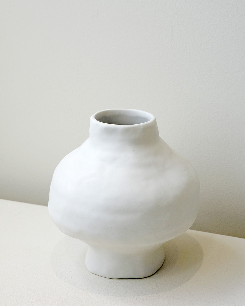The Alphabet of a Forgotten Tongue - Medium Vessel in Matte White