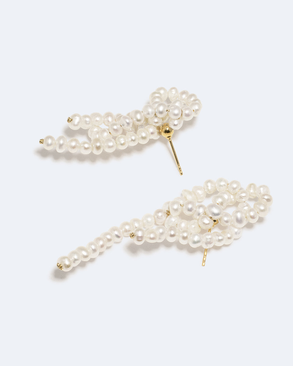 The Break Between The Clouds - Pearl and Recycled Gold Vermeil Earrings