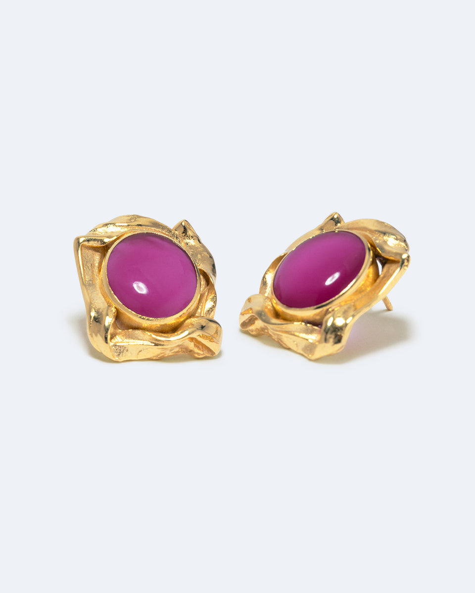 Galileo - Pink Resin and Gold Plated Earrings