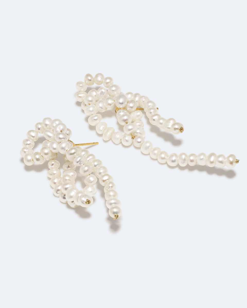 The Break Between The Clouds - Pearl and Recycled Gold Vermeil Earrings