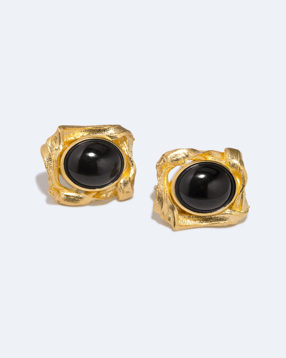 Galileo - Black Resin and Gold Plated Earrings