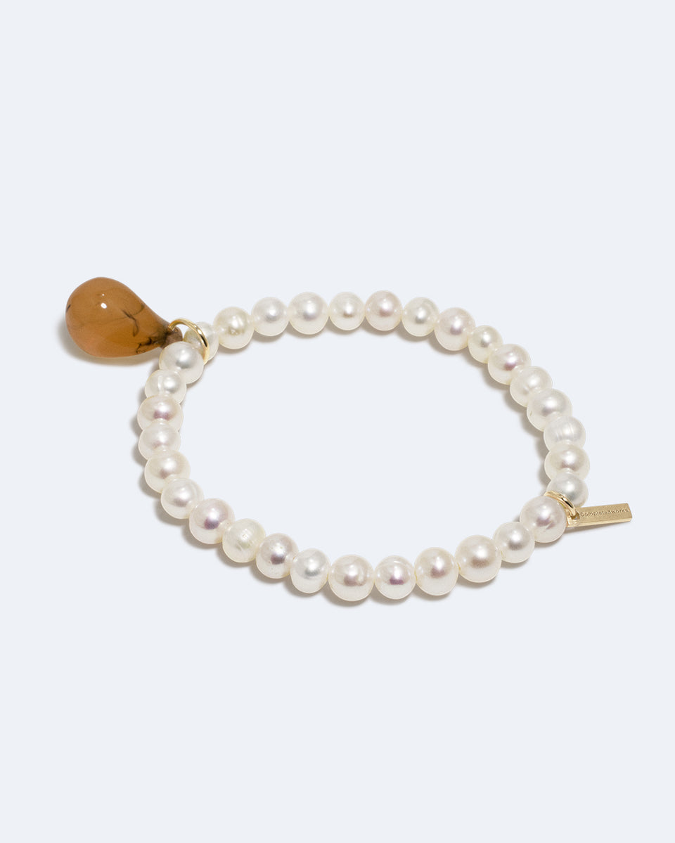 The Last Roast Potato - Pearl and Tortoise Shell Bio Resin Recycled Gold Vermeil Bracelet