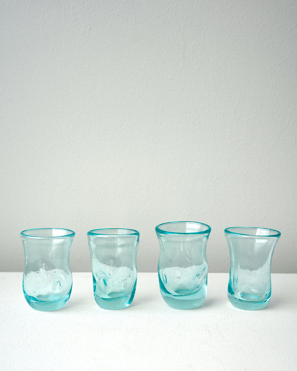 "Notsobig" Thaw - Set of 4 Recycled Tiny Glasses in Clear