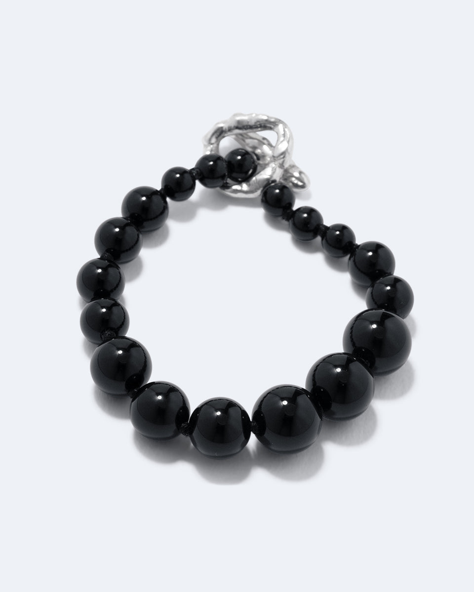 Knee‐Deep In A Bog in North Yorkshire - Black Onyx and Recycled Silver Bracelet