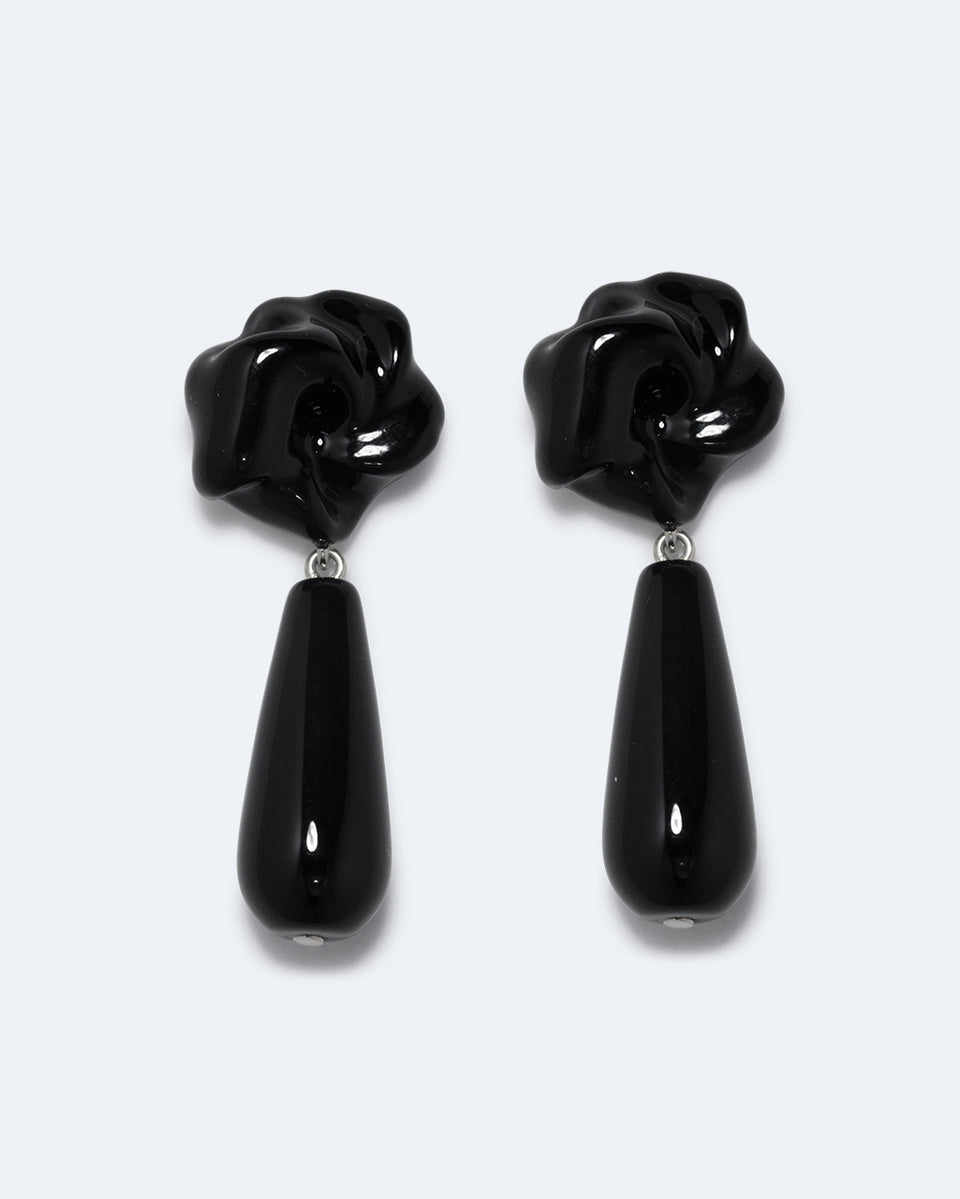 The Depths of Time - Black Onyx and Enamel Recycled Silver Earrings