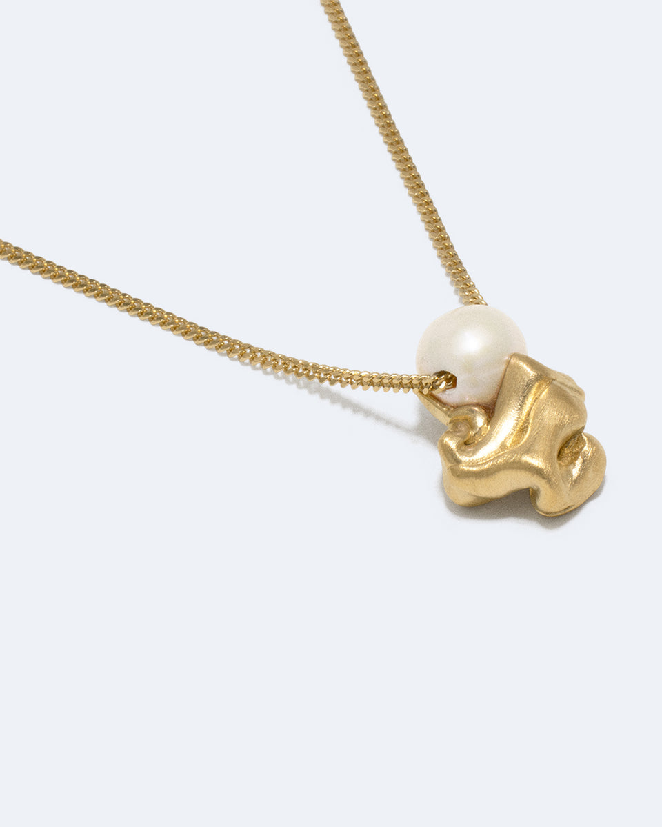 "Notsobig" Crumple - Pearl and Recycled Gold Vermeil Pendant