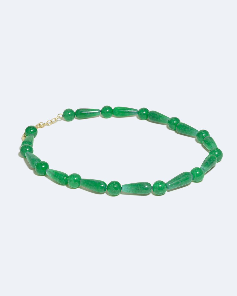 The Depths of Time - Green Chalcedony and Recycled Gold Vermeil Necklace