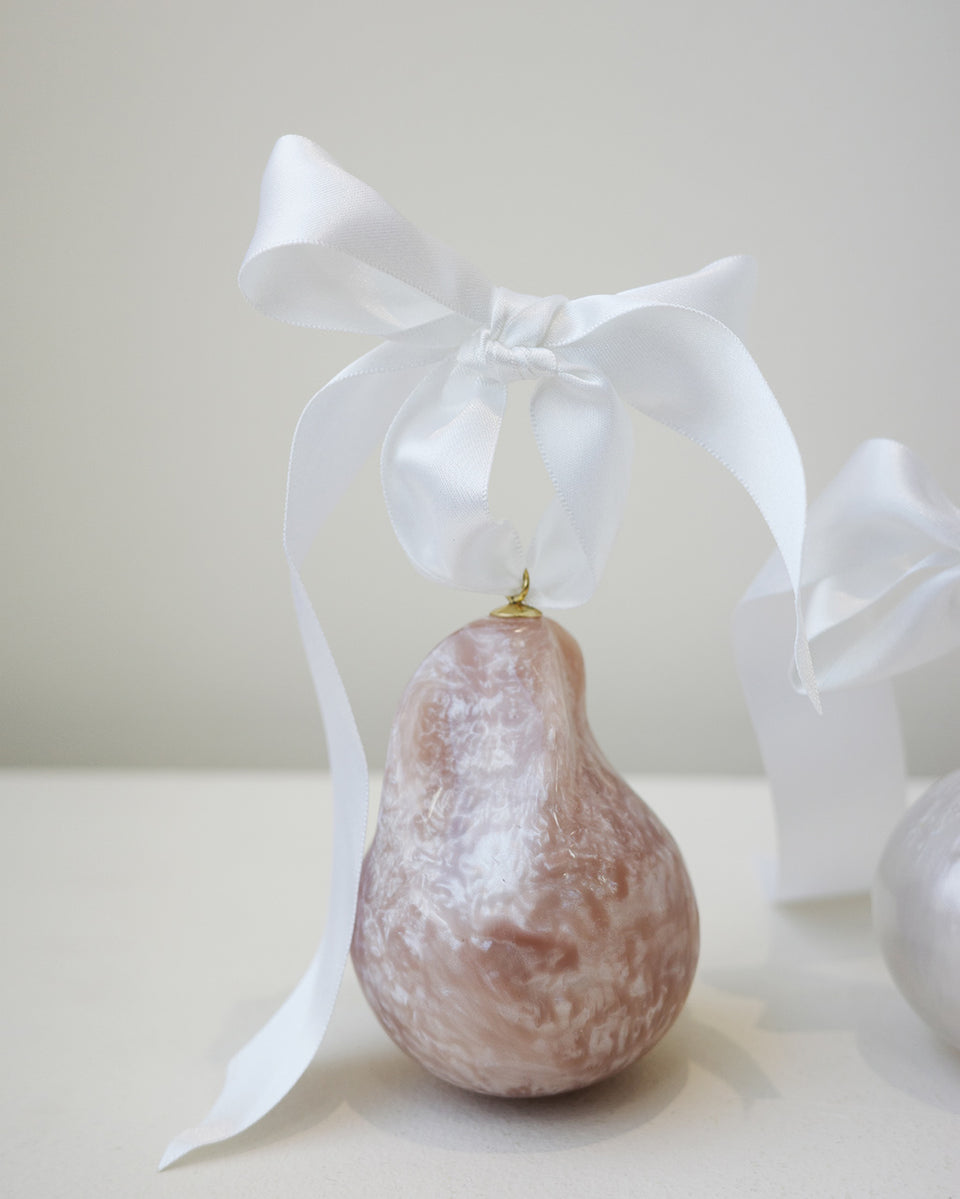 Husband Number Six? Tree Ornaments - Set of 3 Bio Resin Baubles in Pearlescent White/Pink