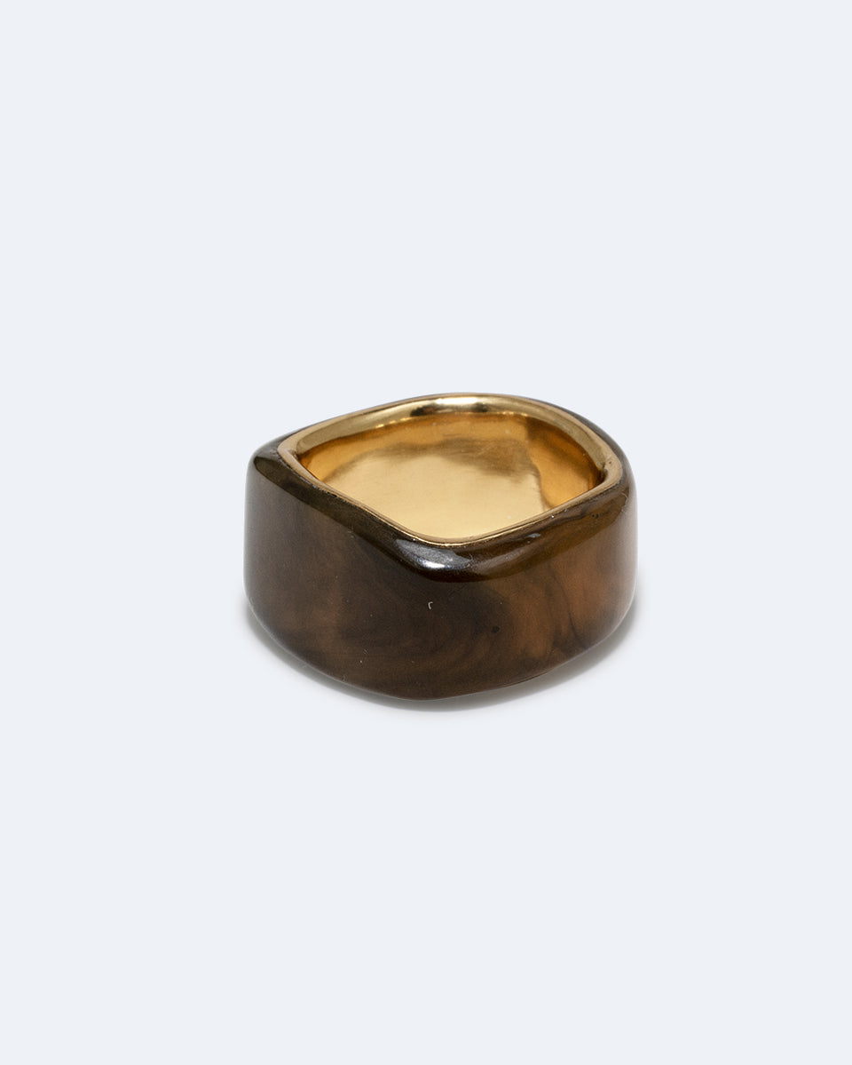 A Virtuous Circle? - Tortoise Shell Bio Resin and Recycled Gold Vermeil Signet Ring