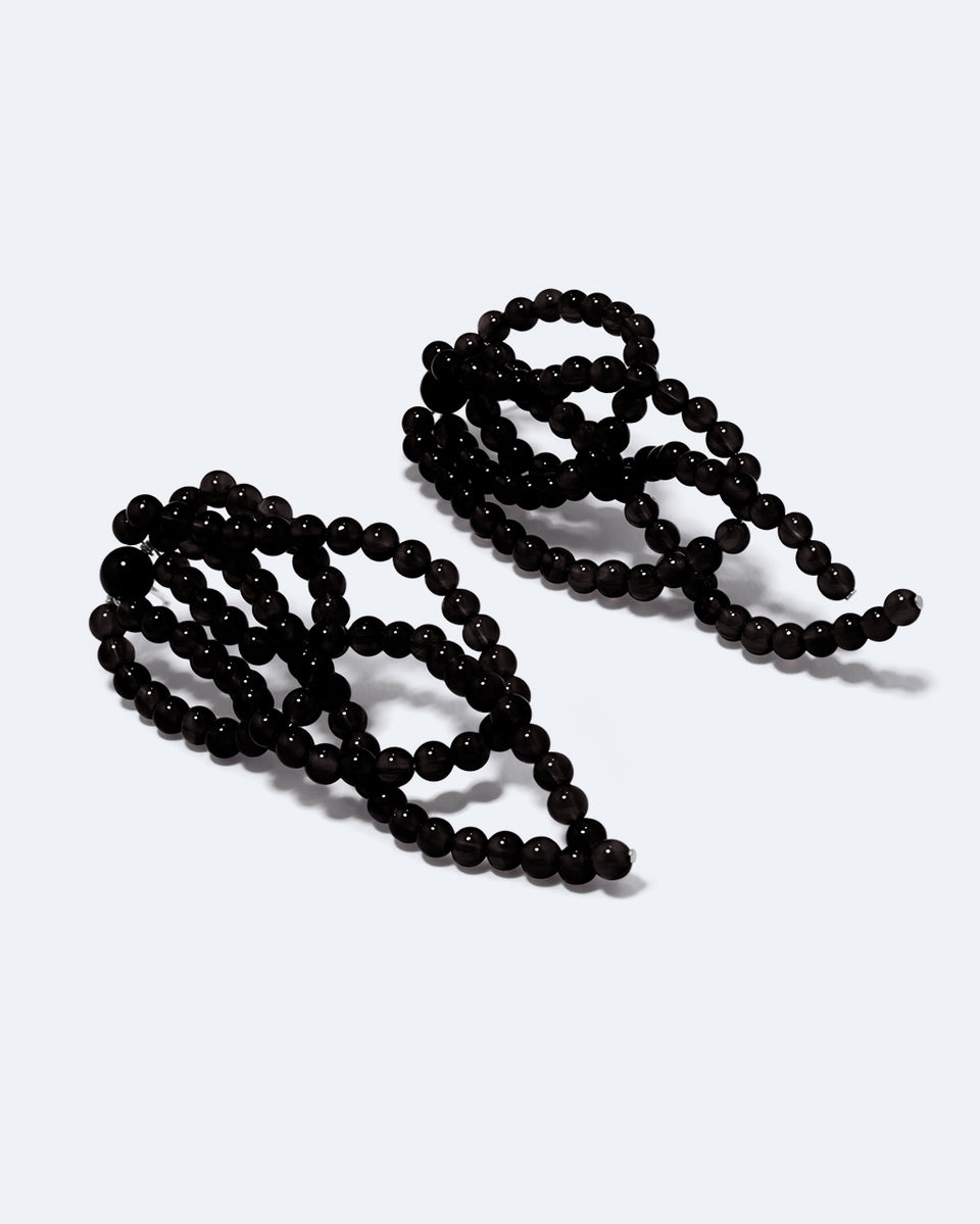 What a Tangled Web We Weave - Black Onyx and Recycled Silver Earrings