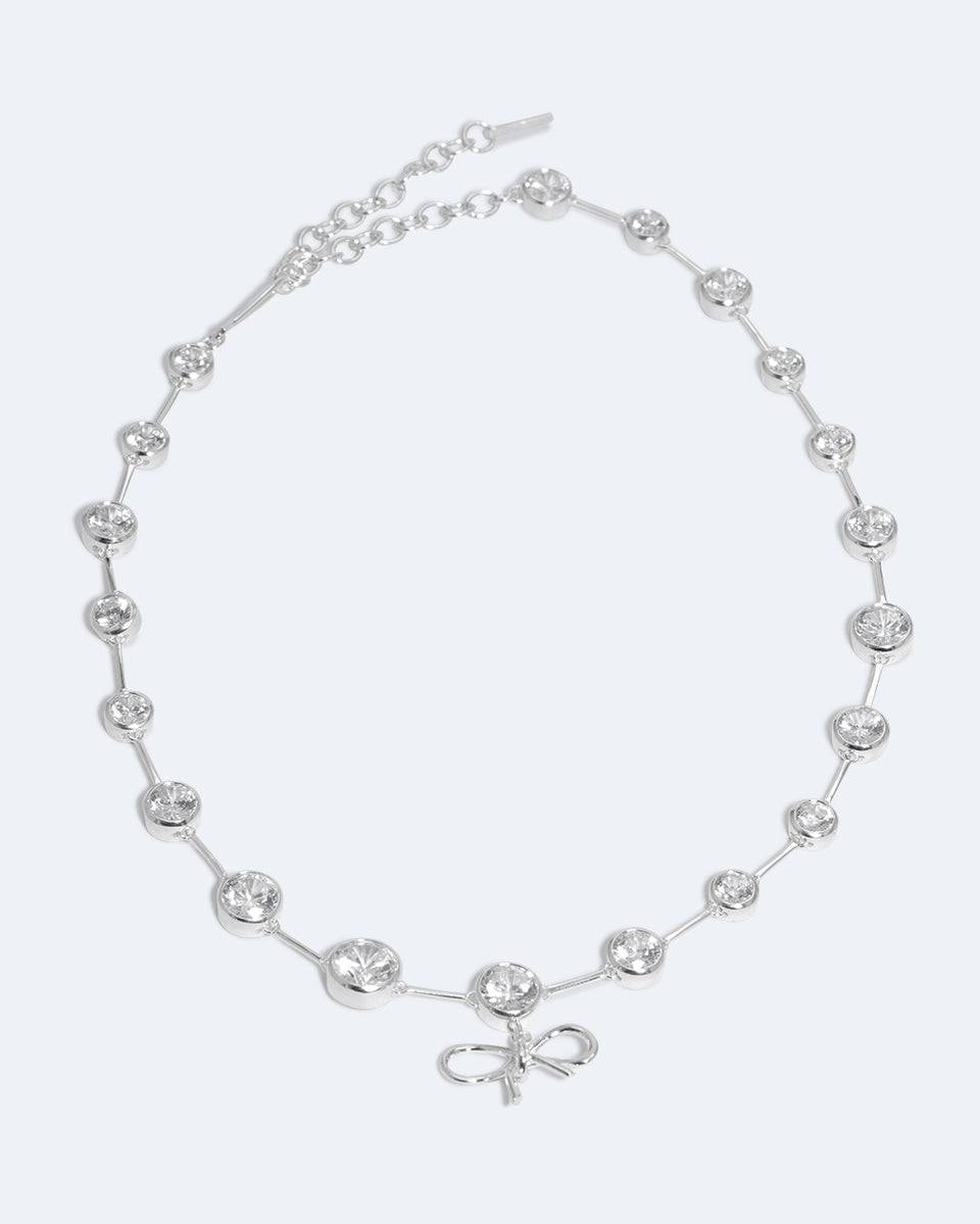 A World Locked by Politics and Money - Zirconia and Recycled Silver Necklace