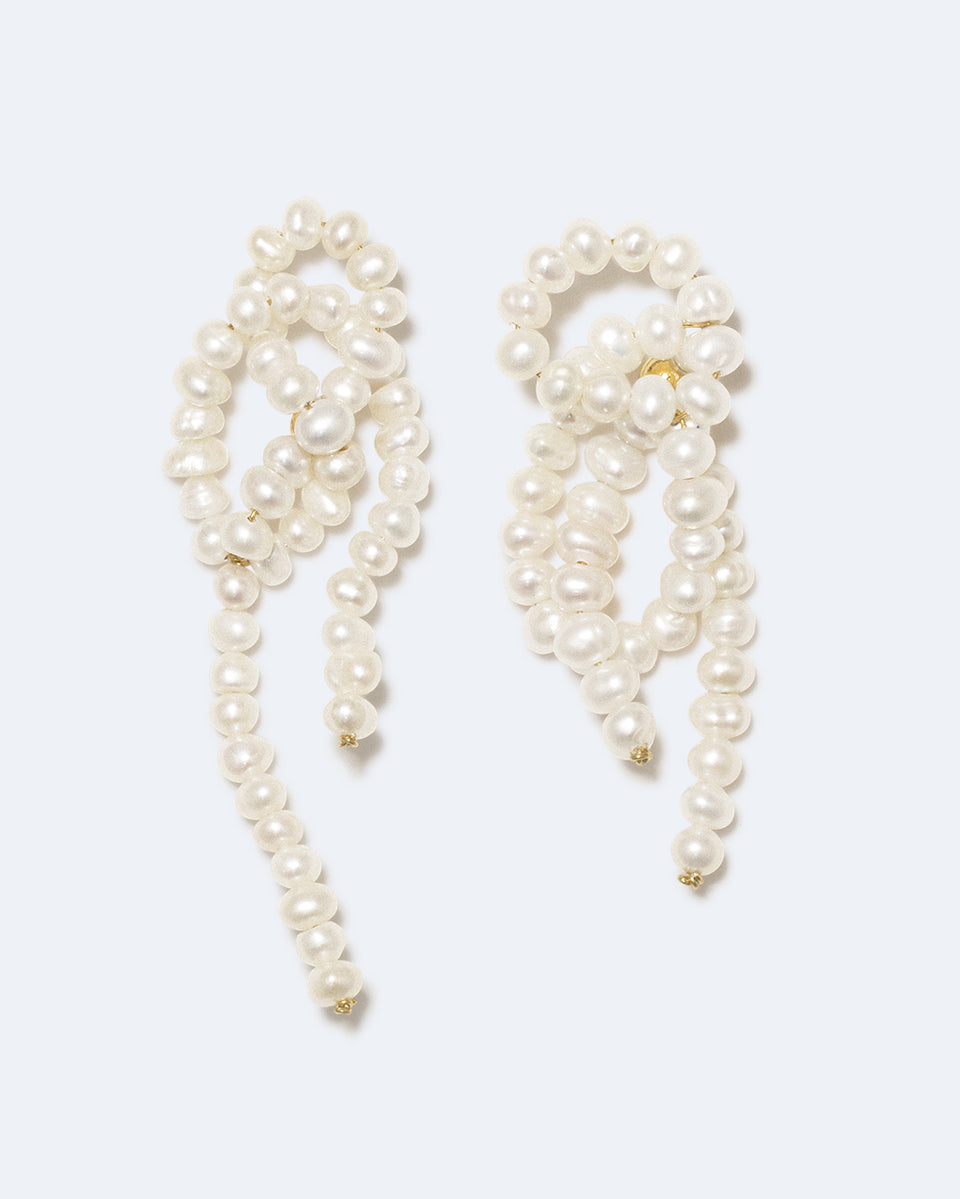 The Break Between The Clouds - Pearl and Recycled Gold Vermeil Earrings
