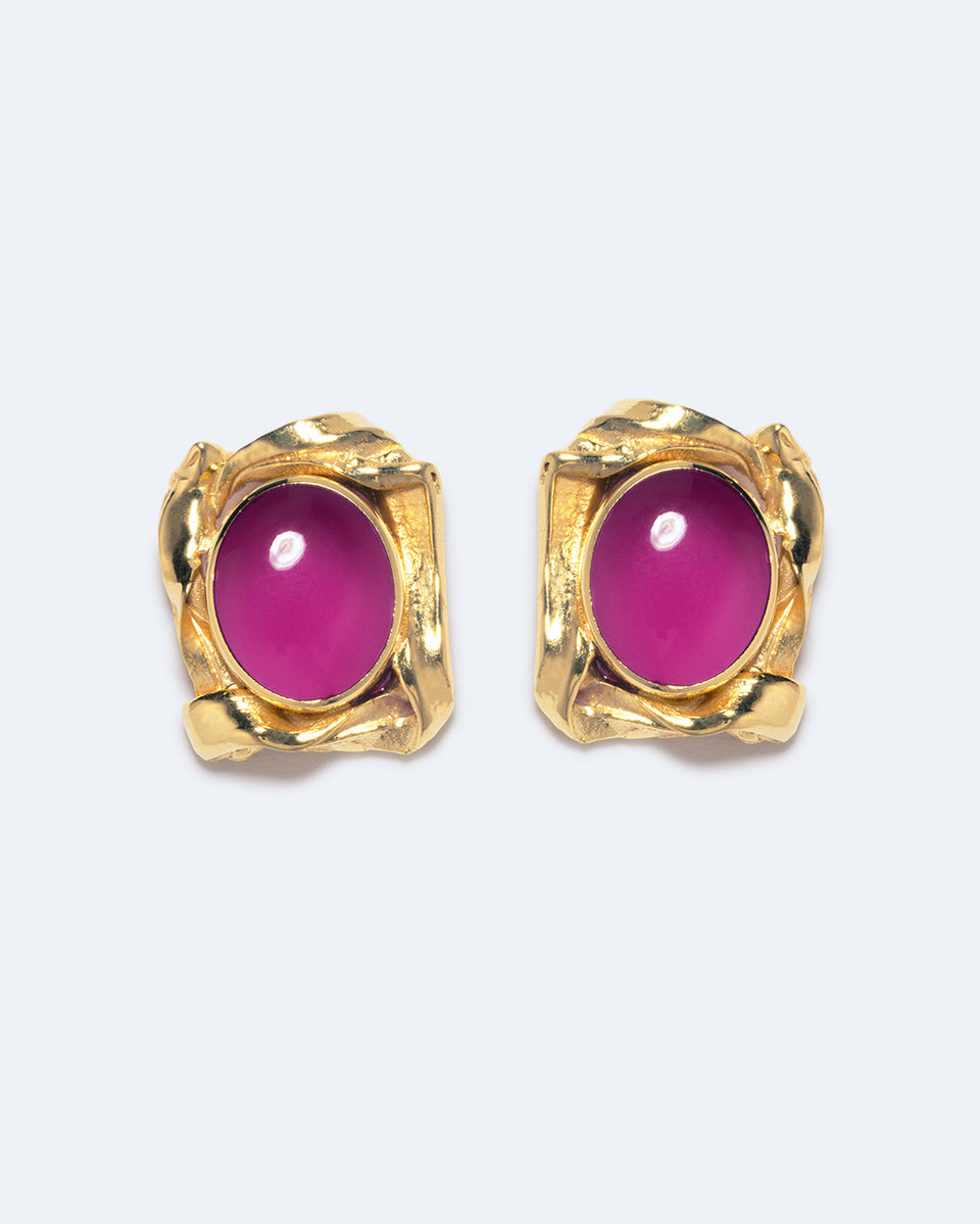 Galileo - Pink Resin and Gold Plated Earrings