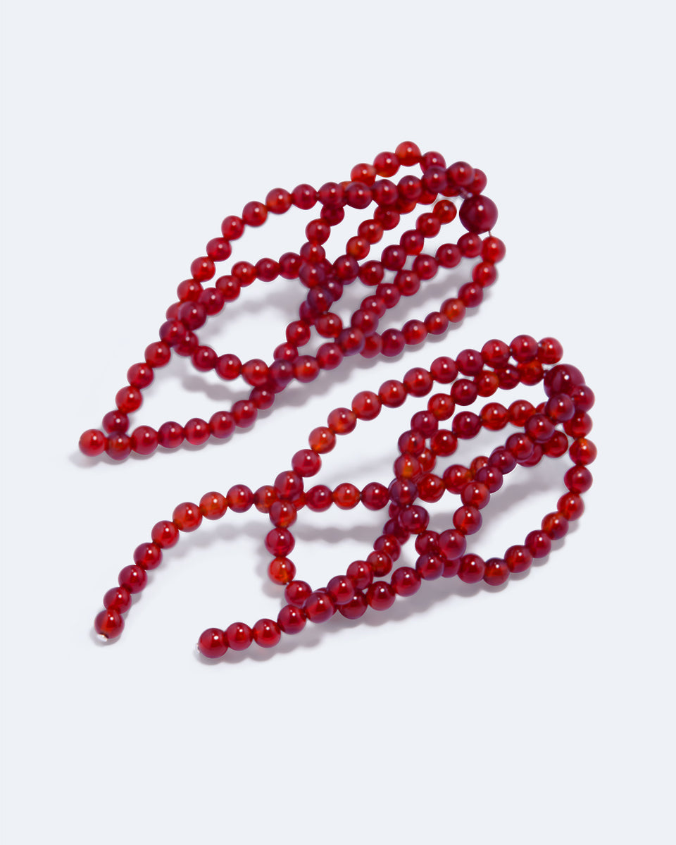 What a Tangled Web We Weave - Red Lace Agate and Recycled Silver Earrings