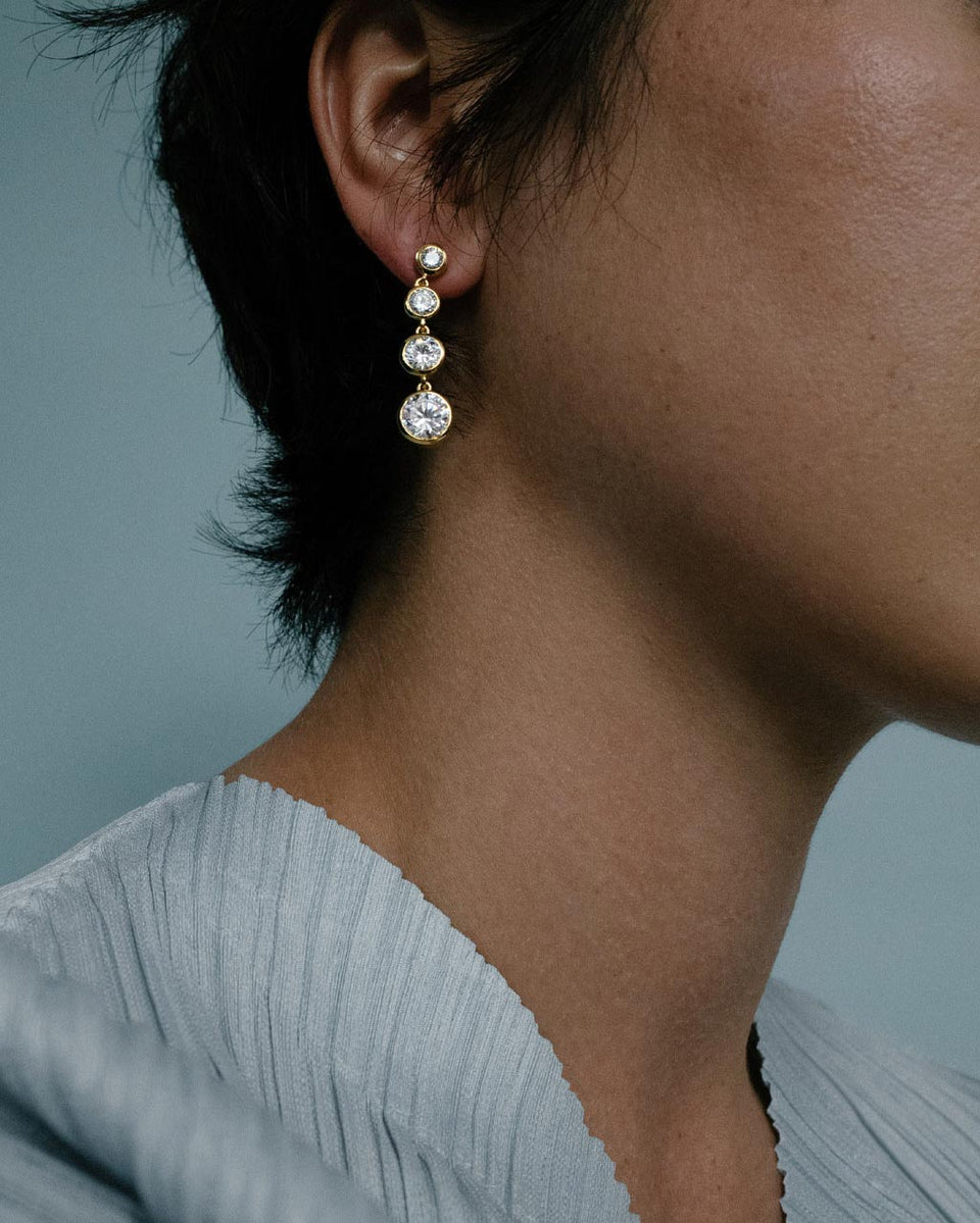 The Light of the Past II - Pearl and Zirconia Recycled Gold Vermeil Earrings