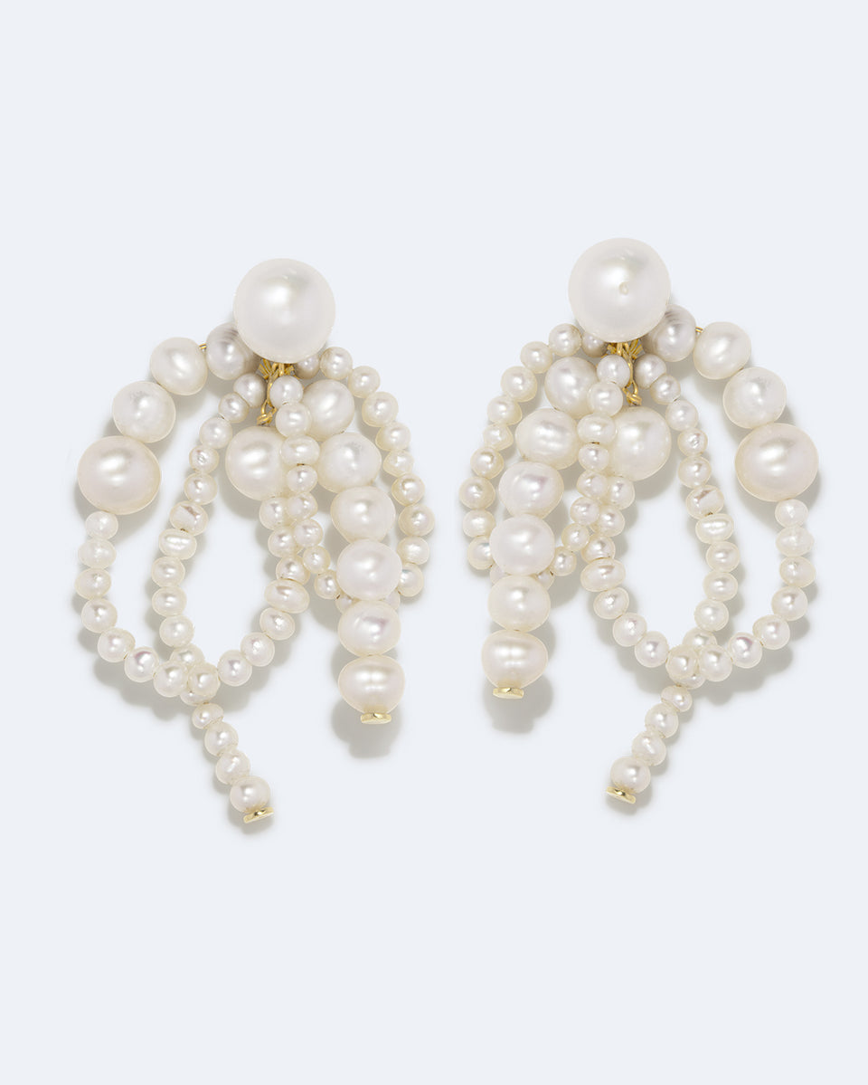 Where The Wild Things Winter - Pearl and Recycled Gold Vermeil Earrings