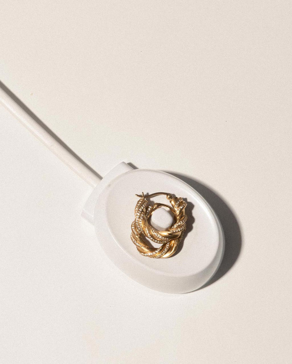 Deep State - White Topaz and Gold Vermeil Hoop Earrings