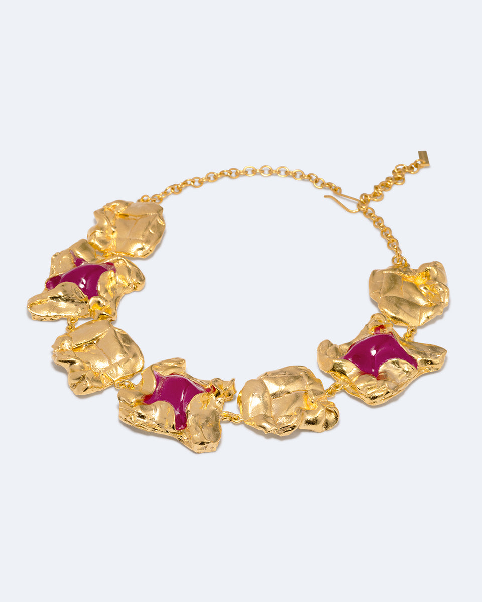 Galileo - Pink Resin and Gold Plated Necklace