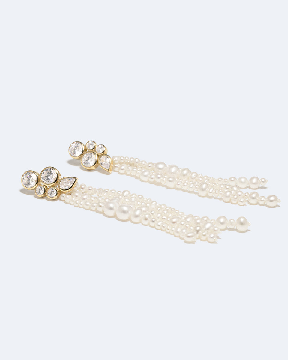 The Possibilities are Endless - Pearl and Zirconia Recycled Gold Vermeil Earrings
