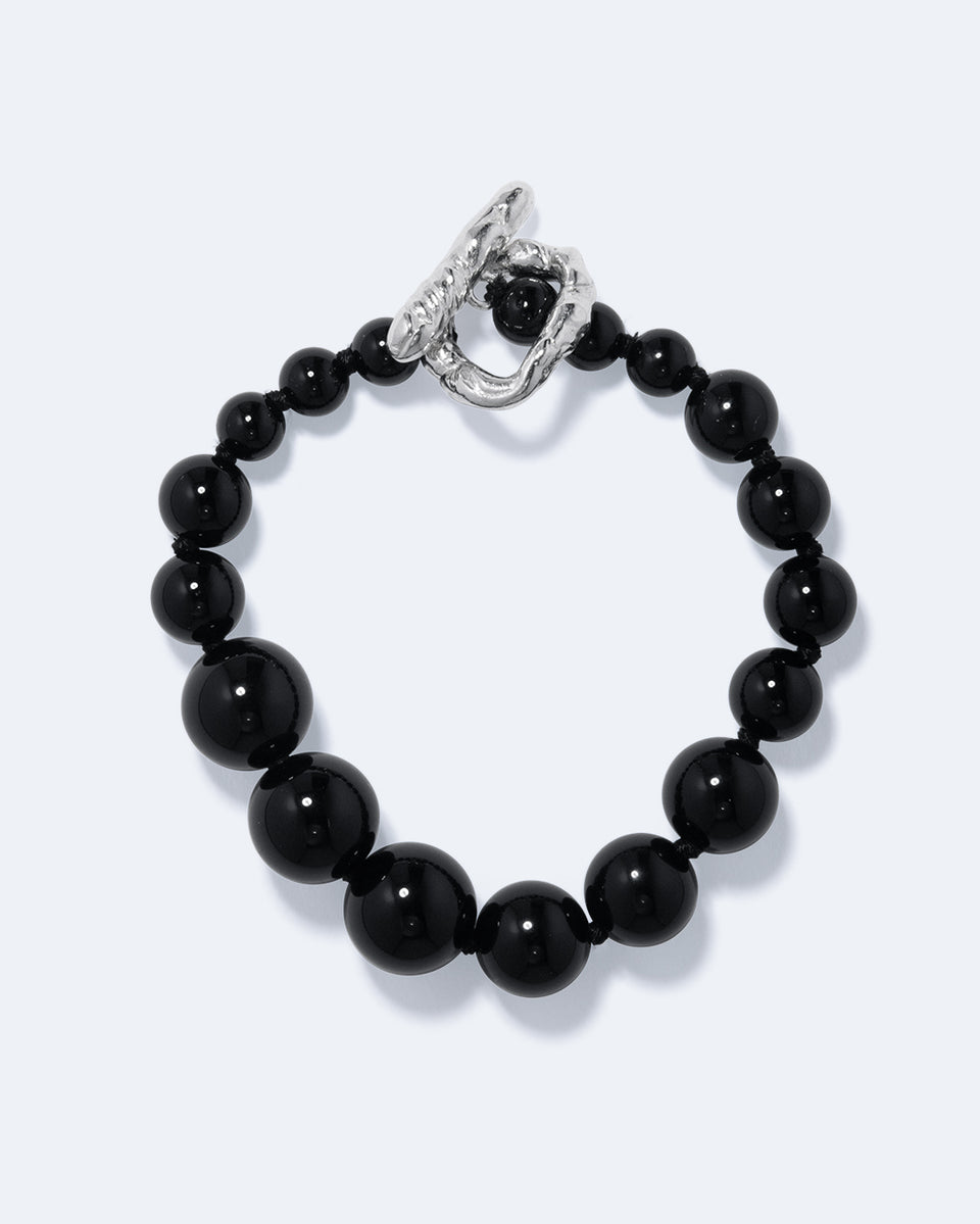 Knee‐Deep In A Bog in North Yorkshire - Black Onyx and Recycled Silver Bracelet
