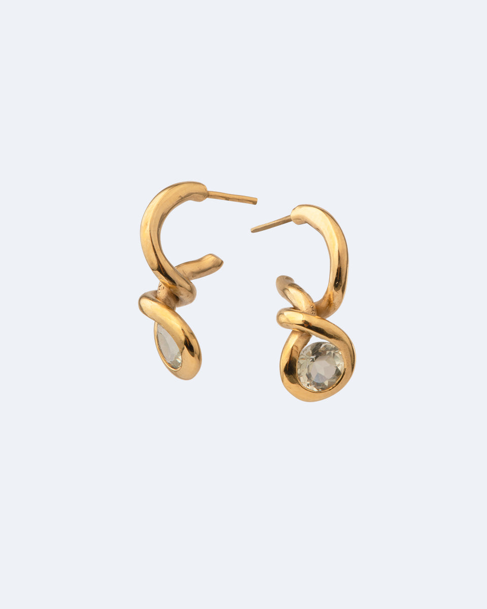 The Beekeeper - White Topaz and Recycled Gold Vermeil Earrings