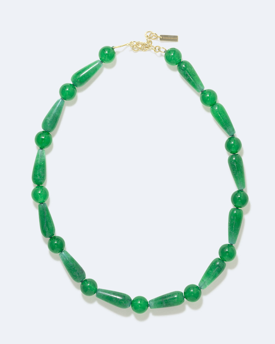 The Depths of Time - Green Chalcedony and Recycled Gold Vermeil Necklace