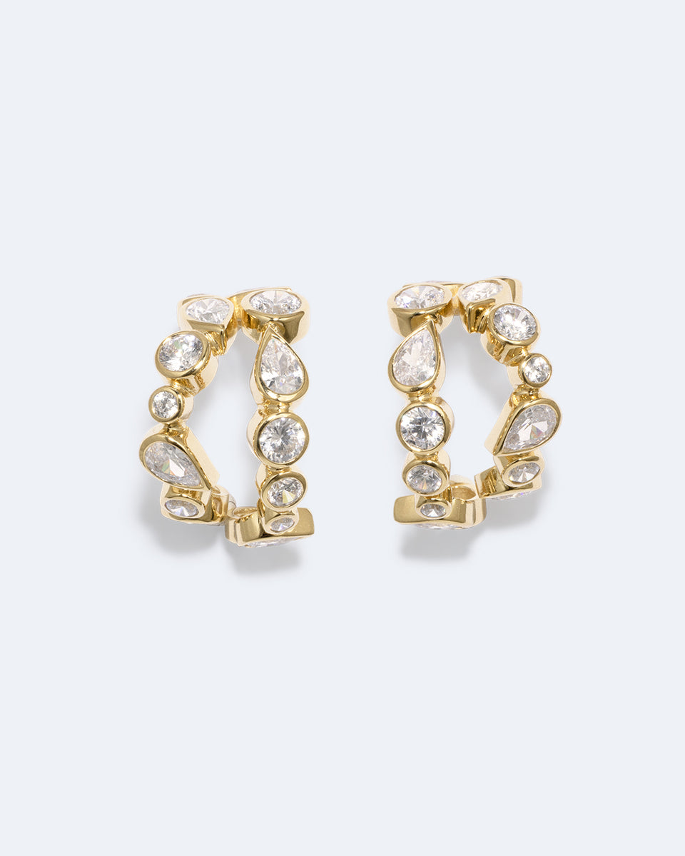 Like Peas in a Pod IV - Cubic Zirconia and Gold Vermeil Earrings