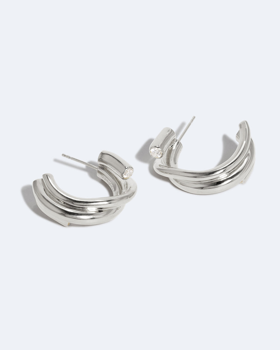 What Time Left Behind - Zirconia and Recycled Silver Earrings