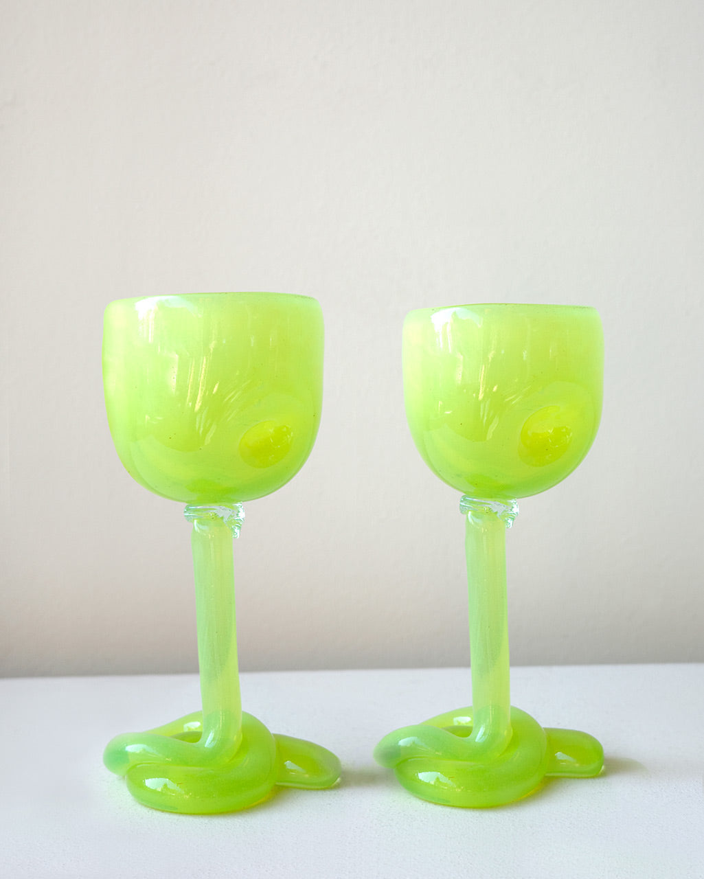 Thaw - Set of 2 Recycled Wine Glass in Acid Green