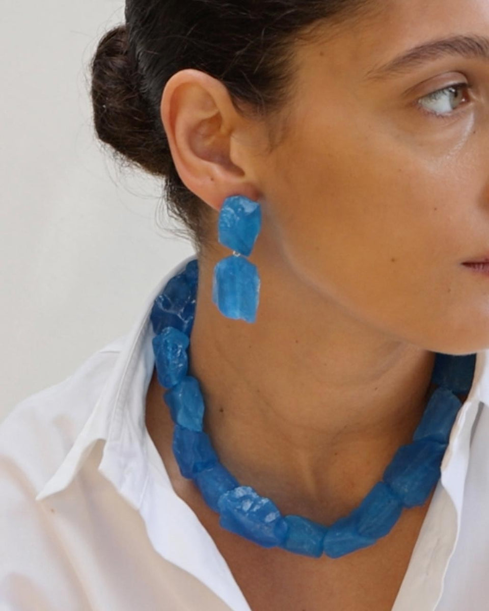 The Iceberg's Other Half - Blue Resin and Recycled Silver Necklace